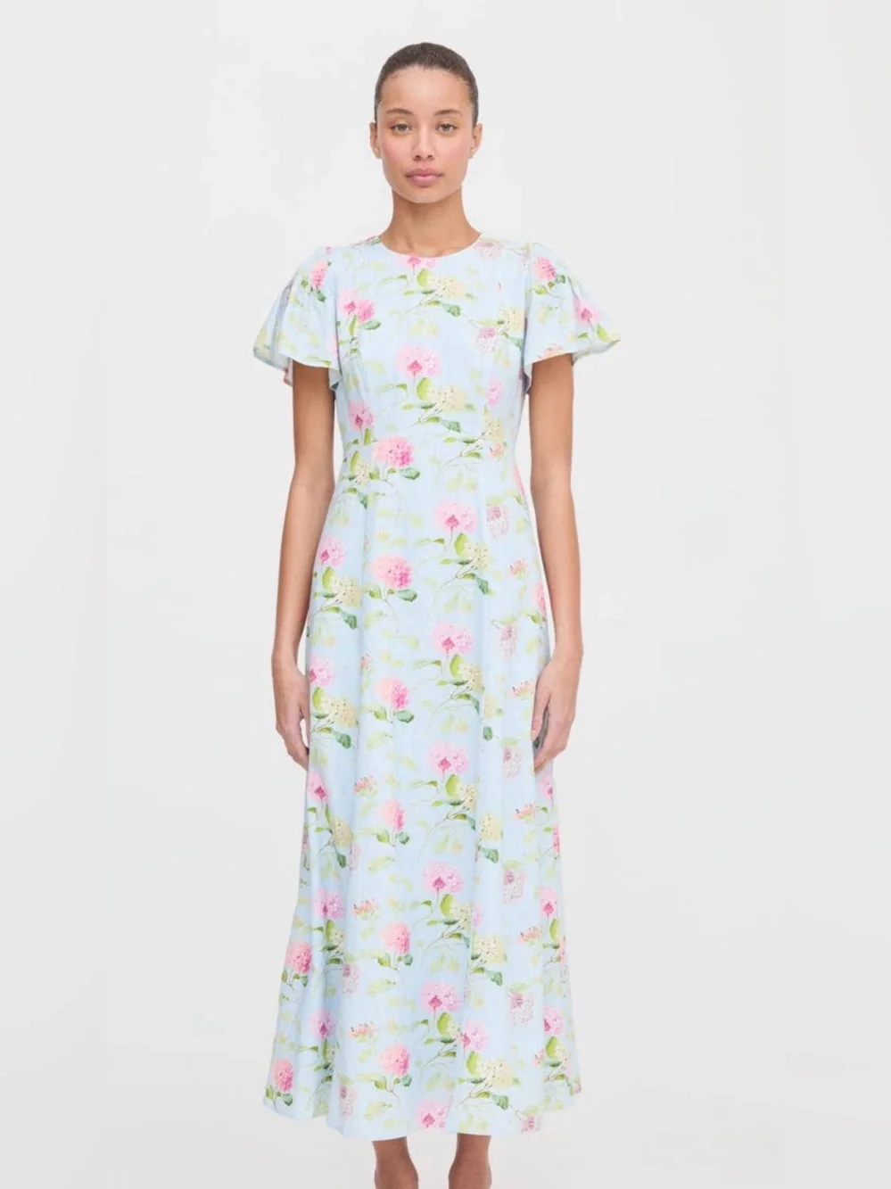 Hill House Home NWT The Dominique Linen Dress Hydrangea Chintz Blue Floral Sz M - Picture 1 of 10